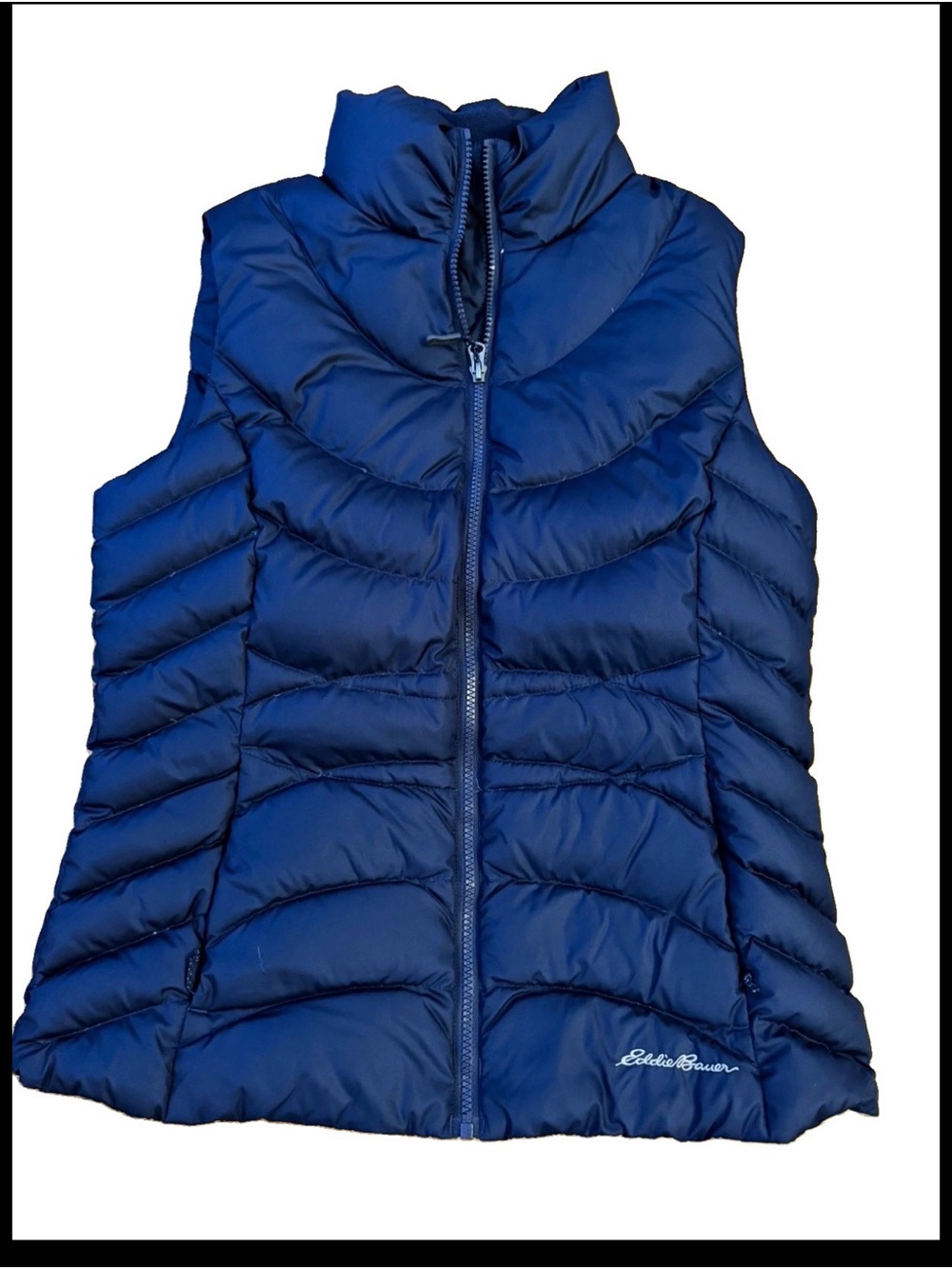Eddie Bauer Navy Down Quilted Puffer Vest. Packable. Breathable. Warm.